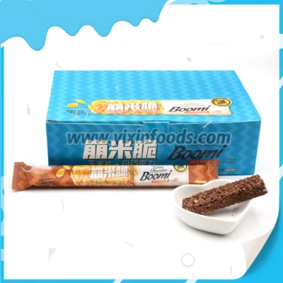 Barra de biscoito crocante de arroz de milho e chocolate branco chinês assado
