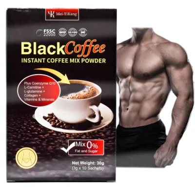 Pó de mistura de café instantâneo de café preto OEM mantém a forma e promove o metabolismo